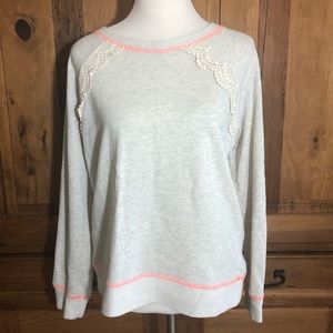 Women’s Olivia Moon Grey Ruffle Crew Sweatshirt L